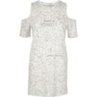 River Island Womens Believe Print Cold Shoulder T-shirt
