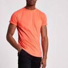 River Island Mens Fluorescent Crew Neck Pocket T-shirt