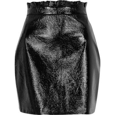 River Island Womens Paperbag Waist Vinyl Mini Skirt