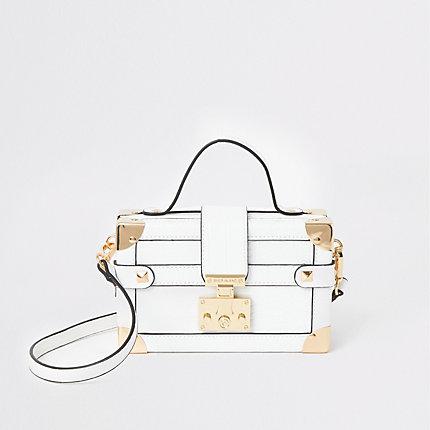 River Island Womens White Lock Front Trunk Cross Body Bag