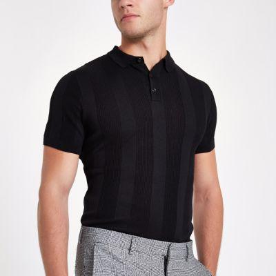 River Island Mens Muscle Fit Rib Polo Shirt
