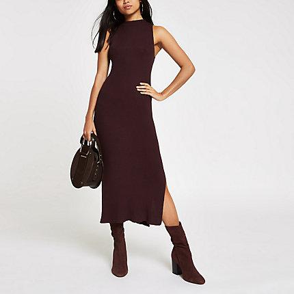 River Island Womens Petite Knit Sleeveless Midi Dress