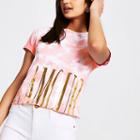 River Island Womens Tie Dye 'l'amour' Crop T-shirt
