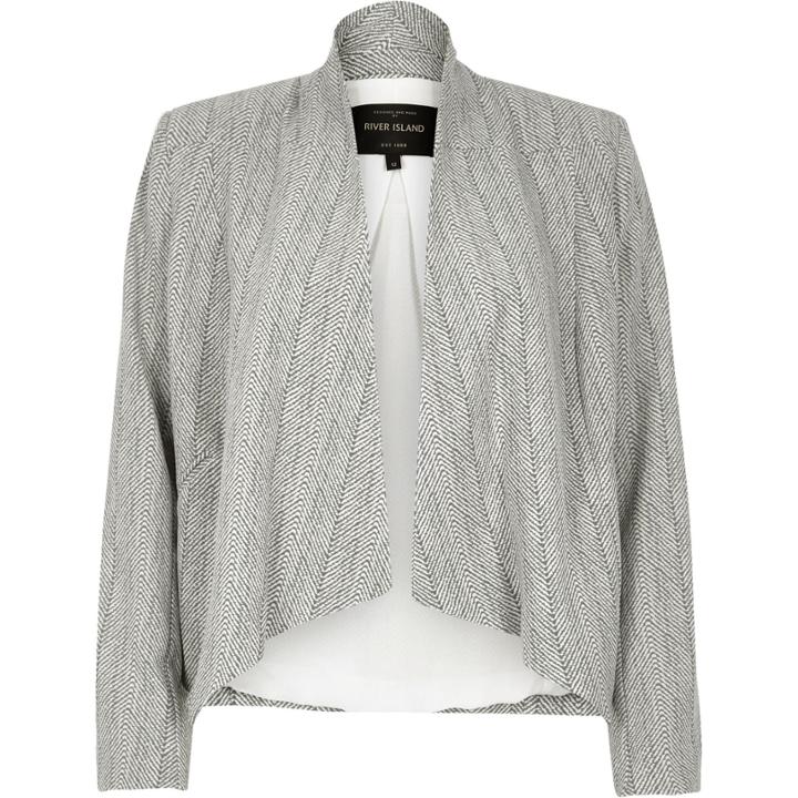 River Island Womens Herringbone Open Front Blazer