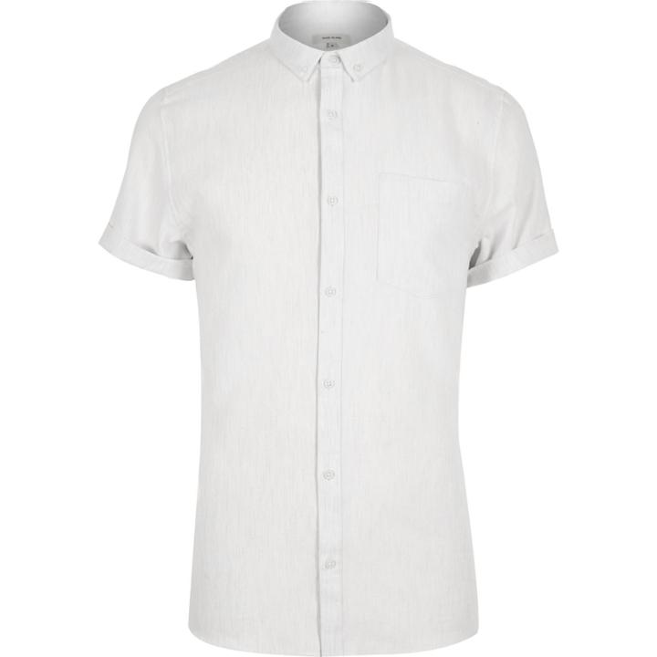 River Island Menswhite Waffle Short Sleeve Shirt
