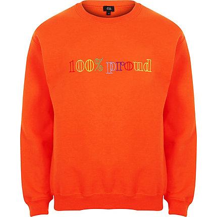 River Island Mens '100% Proud' Pride Sweatshirt