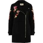 River Island Womens Floral Embroidered Biker Coat