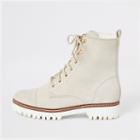 River Island Womens White Suede Lace-up Ankle Boots