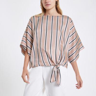 River Island Womens Stripe Tie Knot Top