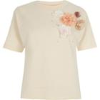 River Island Womens 3d Flower Boxy T-shirt