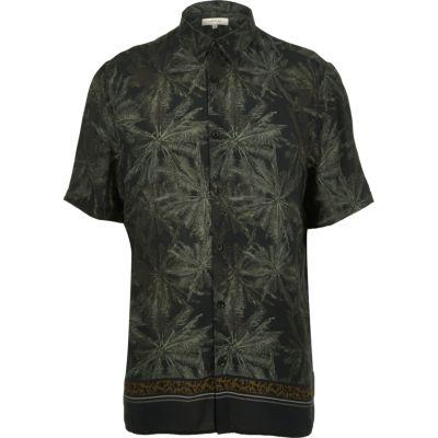 River Island Mens Leaf Print Short Sleeve Shirt