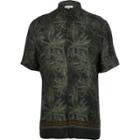 River Island Mens Leaf Print Short Sleeve Shirt