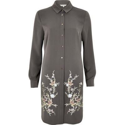 River Island Womens Embroidered Longline Shirt