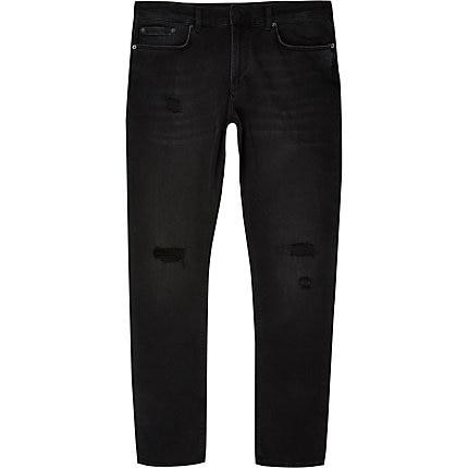 River Island Mens Big And Tall Wash Skinny Ripped Jeans