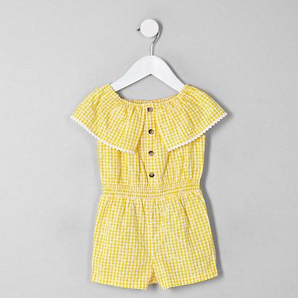 River Island Mini Girls Gingham Bardot Romper