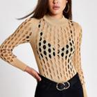 River Island Womens Knitted Mesh Long Sleeve Top