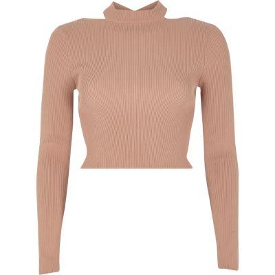 River Island Womens Ribbed Fitted Long Sleeve Crop Top