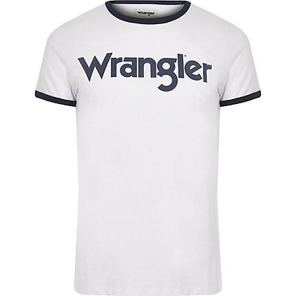 Mens Wrangler White Logo Print T-shirt