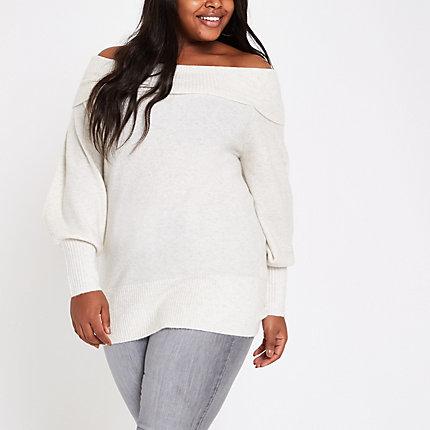 River Island Womens Plus Knit Bardot Jumper