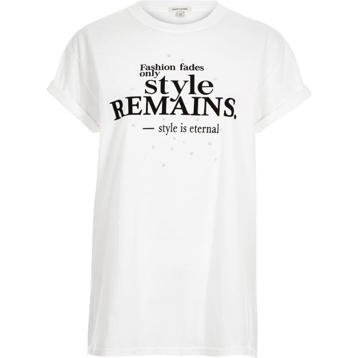 River Island Womens White Style Slogan Print Oversized T-shirt