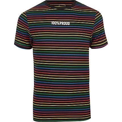 River Island Mens Pride Stripe Muscle Fit T-shirt