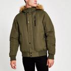 River Island Mens Prolific Faux Fur Hooded Padded Jacket