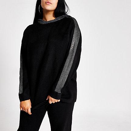 River Island Womens Plus Diamante Trim Knitted Hoodie