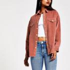 River Island Womens Petite Cord Long Sleeve Boyfriend Shirt