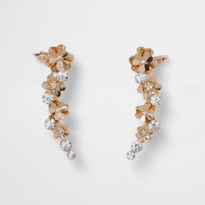 River Island Womens Gold Tone Flower Detail Ear Cuffs