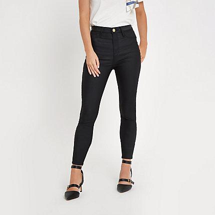 River Island Womens Petite Harper High Rise Coated Jeans