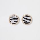 River Island Womens Zebra Print Round Studs