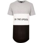 River Island Mensgrey Longline Mesh Panel T-shirt