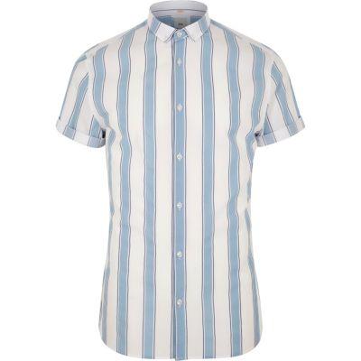 River Island Mens White And Stripe Slim Fit Shirt