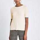 River Island Womens Ribbed Frill Edge Tipped T-shirt