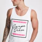 River Island Mens White 'carpe Diem' Print Vest