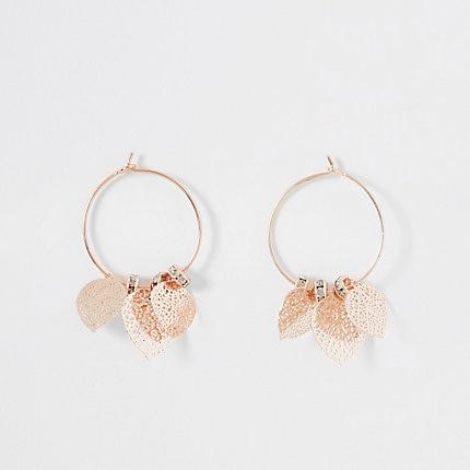 River Island Womens Flower Hoop Earrings