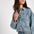 River Island Womens Button Back Cropped Denim Jacket