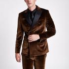 River Island Mens Gold Velvet Double Breasted Suit Jacket