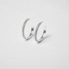 River Island Womens Silver Tone Chunky Rhinestone Hoop Earrings