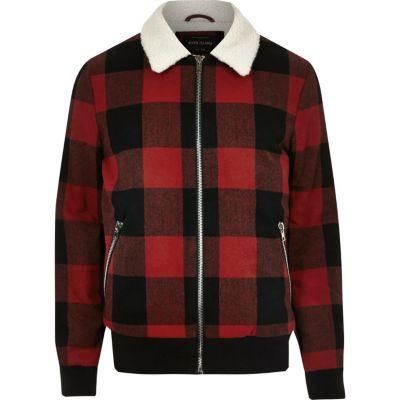 River Island Mens Check Fleece Collar Jacket