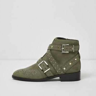 River Island Womens Studded Side Buckle Ankle Boots