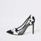 River Island Womens Cow Print Perspex Heeled Court Shoe
