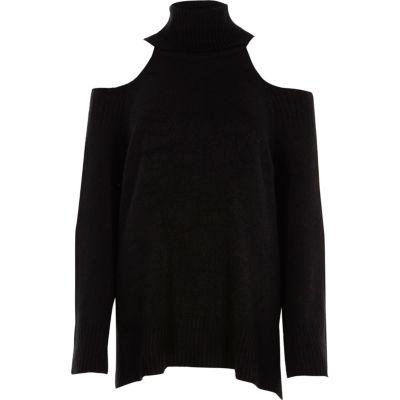River Island Womens Roll Neck Cold Shoulder Jumper