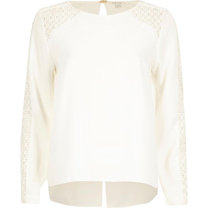 River Island Womens Lace Insert Slit Back Top