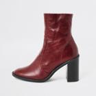 River Island Womens Leather Heeled Sock Boots
