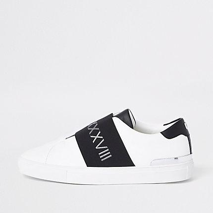 River Island Mens White Elastic Slip On Runner Trainers
