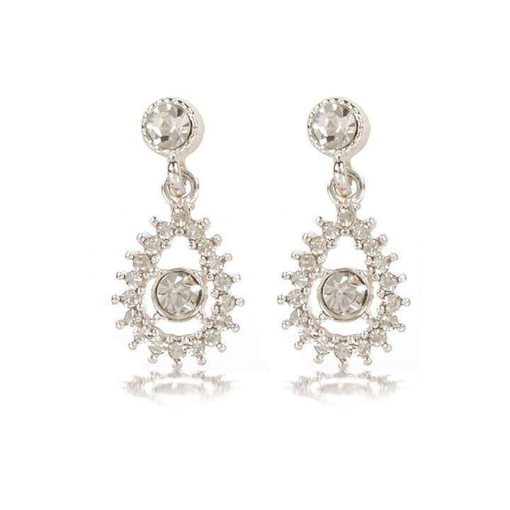 River Island Womens Silver Tone Sparkly Dangle Earrings