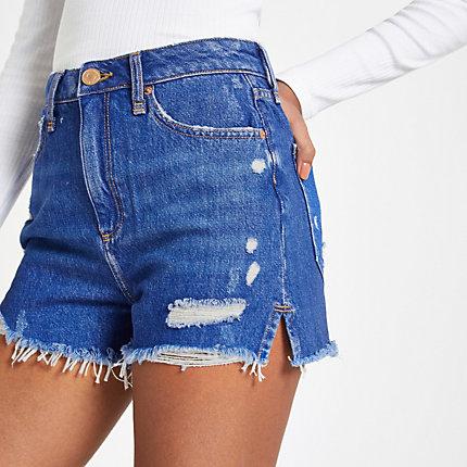 River Island Womens Bright Annie High Waist Denim Shorts