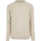 River Island Mens Flecked Cable Knit Jumper