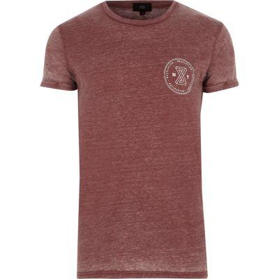 River Island Mens Burnout 'revolution' Print T-shirt